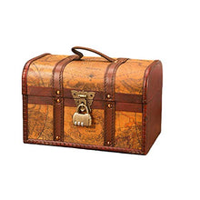 Rvest, scrigno del tesoro, baule in legno, baule per tesoro dei pirati, scatola regalo richiudibile con coperchio e lucchetto con chiave, grande scatola del tesoro, valigetta decorativa
