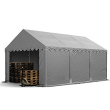 TOOLPORT Tendone Deposito 4 x 6 m PVC ca. 500g/m² Grigio Gazebo Magazzino Tenda Capannone