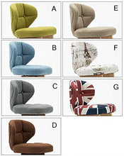 WGEMXC Sedia, Sedia da Ufficio in Casa, Sgabello Sgabello da Bar Girevole in Legno Massello, Sgabello da Bar con Schienale, Cotone Traspirante e Indossabile e Materiale Di Lino, con Schienale,e,H64Cm