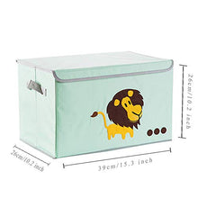 WANCR Pieghevole Scatola portaoggetti con Coperchio cubi Giocattolo per Bambini, Finitura Box Vestiti Coperta Cassette in Organizer per Camera da Letto Armadio Contenitore Green Lion