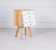 Design Twist Comodino Cassettiera 4 Cassetti, Mobiletto Legno Bianco Marrone Chiaro, 40 x 33,5 x 78 cm