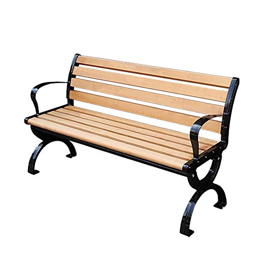 GaoF Panchina da Giardino in Metallo per Esterni, Struttura in ghisa e panchina da Giardino in Legno anticorrosivo, Panca da Portico retrò con bracciolo Schienale, per Patio Prato Quadrato