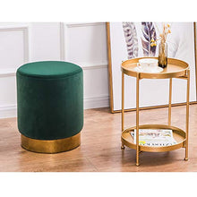 EXCLVEA Sedile per Trucco per Camera da Letto Tondo Velluto Imbottito ottomano Vanity feci con placcatura in Oro Base poggiapiedi Resto Posto aggiuntivo (Colore : Dark Green, Dimensione : 36x45cm)