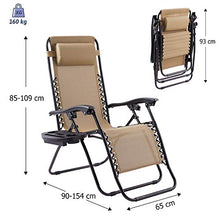 VONLUCE Sedia Sdraio Reclinabile con Portabicchieri Sedia Gravità Zero per Esterni con Poggiatesta Imbottito Lettino Pieghevole e Impermeabile per Giardino, Piscina e Spiaggia (Beige-Sottile)