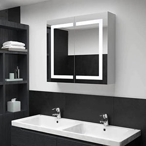 vidaXL Armadietto Bagno con Specchio e Luci LED con Ante e Ripiani Interni Elegante Moderno Funzionale Mobiletto Pensile 80x12,2x68 cm MDF e Melamina