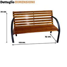 PiuShopping Panchina da Esterno, Balcone e Giardino, in Legno e Acciaio, Design Elegante e Moderno, 12 Doghe – 122x65x79h