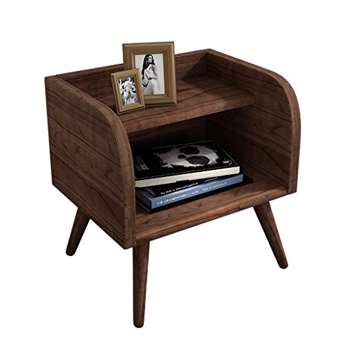 Comodini Tavoli Moda Comodini Domestica End Solide Gambe in Legno Minimalista Multifunzionale Governo di immagazzinaggio Comodino Comodini Letto (Color : Brown)