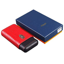 FxsD Cigar Box, Cuoio Sintetico Cucito Portatile Cigar Humidor, Cigar Box Foderato di Legno di Cedro, può ospitare 3 sigari, 3 Colori ## (Color : Red)