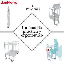 DON HIERRO - Carrello pieghevole da cucina BAUHAUS, 2 vassoi. Struttura verde sabbia