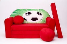Pro Cosmo D3, divano letto futon con pouf/poggiapiedi/cuscino, in tessuto, per bambini, 168 x 98 x 60 cm, rosso