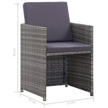 Tidyard Set da Bistrot con Cuscini in Polyrattan,Set Mobili da Giardino Rattan Set Arredamento Giardino, 3pz Tavolo con 2 Sedie con Cuscini Grigio
