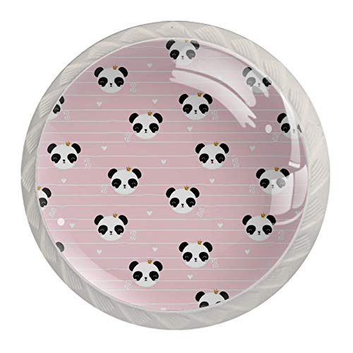 Maniglie per cassetti Manopole per cassetti Manopole rotonde Confezione da 4 per armadietto, cassetti, cassettiere, cassettiere ecc - Panda Princess Kids