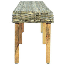 Tidyard Panca in Rattan Kubu e Legno Massello di Mango,Panca da Giardino 2/3 Posti,Panca da Esterno 2/3 Posti,Panca in Rattan 110x35x45 cm/160x35x75 cm
