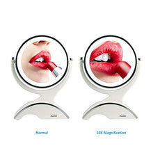 OMLTER 1x / 10x Ingrandire Doppia Faccia Specchio Trucco, 360° Girevole Desktop Bellezza Specchio con LED Luci, Vanity Mirror per Trucco E Rasatura E con Lenti Contatto