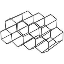 TIZZY Portabottiglie nel Metallo Autoportante, Portabottiglie da Tavolo, Portabottiglie da Appoggio - Design Geometrico Nero