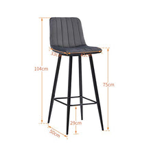 TUKAILAI - Set di 2 sgabelli da bar con schienale rivestito in velluto e poggiapiedi in metallo e base per bar, cucina alta e casa, colore: grigio