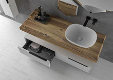 Dafne Italian Design Mobile Bagno Moderno con lavabo sospeso – Castagno Naturale Levigato – Laccato Bianco Opaco