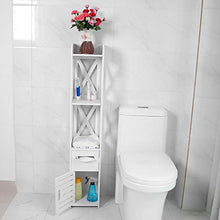Mobili da Bagno Armadio Alto,Armadio alto da Bagno,Colonna da Bagno con 4 Ripiani e 1 Ante in Stile Tapparelle, Mobiletto Salvaspazio,22.5 X 22 X 120 cm, Bianco