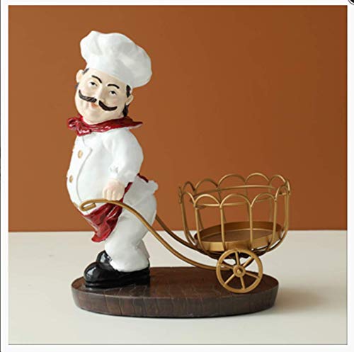 KKUUNXU Resin Chef Wine Rack Cucina Teatable Bar Decorazione della casa Wine Craft Regalo di Natale Handcraf Scaffale Scultura in Metallo Supporto a Vento