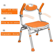 Sgabello per Doccia con Schienale Braccioli Sedia per Doccia Anziani Regolabile Altezza con Piedini in Gomma Antiscivolo Carico Max 136KG,Arancia