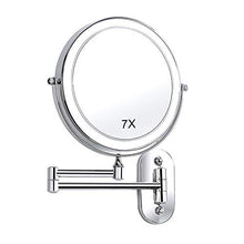 SWAWIS Specchio Ingranditore LED, Specchio da Parete per Bagno Bilaterali 7X, Specchio Trucco con Luci, Rotazione a 360° Specchio Ingranditore da Parete