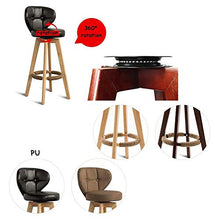 TRGCJGH Sgabello da Bar Sedia Poggiapiedi con Schienale PU Sedile Girevole Sedie da Pranzo per Cucina | Pub | Sgabelli da Bar con Gambe in Legno Max. Portata 150 kg,8-63CM
