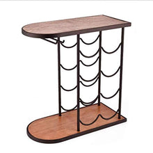 LDM Portabottiglie per Vino, 8 Bottiglie di portabottiglie in Legno + Ferro battuto Stand-Alone espositore da banco, scaffale Creativo per la Decorazione dell'Armadio per la casa