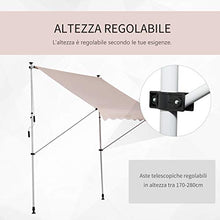 Outsunny Tenda da Sole per Esterno a Rullo con Manovella, Telaio Telescopico e Angolazione Regolabile, Beige, 200x150cm