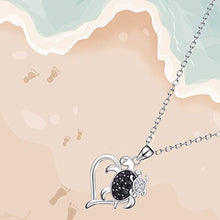Collana in Argento Sterling, Collana Creativa A Forma di Cuore in Argento Sterling S925Tortoise Madre E Bambino, Adatta per La Festa della Mamma, Regali di Anniversario E Regali di Compleanno