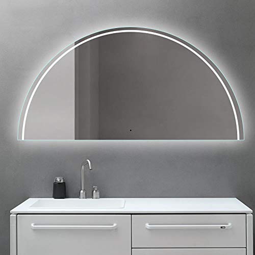 PLHMS Semi-Circolare Specchio Specchio di Trucco LED con Bagno Lampada a Parete Specchio a Parete Servizi igienici Bagno Vestire Specchio Specchio Switch Sensor HD a Prova di Esplosione
