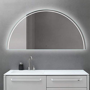PLHMS Semi-Circolare Specchio Specchio di Trucco LED con Bagno Lampada a Parete Specchio a Parete Servizi igienici Bagno Vestire Specchio Specchio Switch Sensor HD a Prova di Esplosione