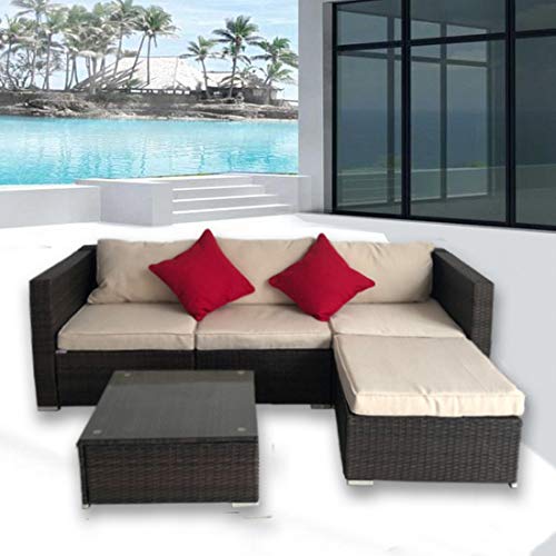 Arredo per esterno divano ad angolo con tavolino set per piscina giardino arredi esterni rattan