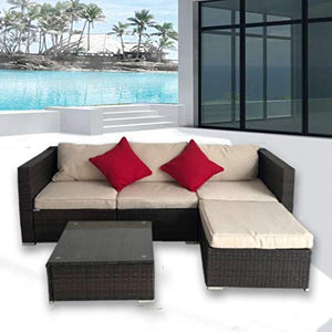 Arredo per esterno divano ad angolo con tavolino set per piscina giardino arredi esterni rattan