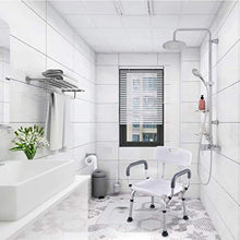 TOYS Sedile da Doccia con Schienale Ausilio da Vasca, Sgabello Bagno in Alluminio, Altezza Regolabile Sedile Doccia Sedia Vasca Ausilio per Anziani, Piedini in Gomma Antiscivolo