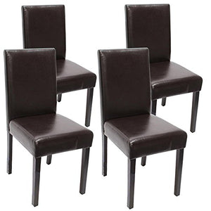 Mendler Set 4X sedie Littau Pelle per Sala da Pranzo 43x56x90cm Marrone Piedi Scuri