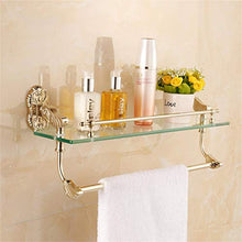 GJJSZ Mensola in Vetro Oro Europeo Porta Asciugamani da Bagno a Parete,mensola da Bagno 53 * 14 * 22 cm