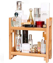 WDX - Scaffale da bagno doppio per lavabo da bagno, lavabo, tavolo da bagno, finitura in bambù, dimensioni: 32,5 x 16 x 28 cm