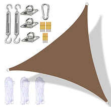 Giardino Sail Canopy, Triangolo Sun Sail cromatica con Heavy Duty Kit di Fissaggio, 3 Corde, Impermeabile, Anti-UV, all'aperto Ombrelloni Ombra Vela Teloni per Balcone,Marrone,2.4 x 2.4 x 2.4m