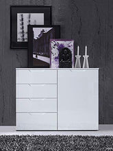 Meubletmoi - Cassettiera Dressing, 1 ante, 4 cassetti, design moderno contemporaneo, colore: Bianco