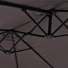 Outsunny Ombrellone Doppio in Acciaio e Poliestere Anti-UV Impermeabile con Manovella, Colore: Grigio, 270 x 440 x 250cm