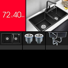 Lavandini bagno Kitchen Sink Nero Di Grande Capienza Rettangolare Doppio Lavabo Bar Cafe Sink Domestica Di Lunga Durata Facile Da Pulire Sink (Color : Black, Size : 72 * 40 * 20cm)