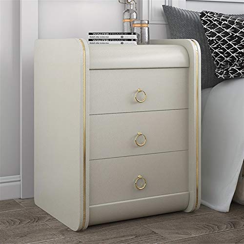 Rowe Laterali comodini in Pelle Comodino di Alta qualità Bed Moderna Stile Country Bed Comodini Armadietti Mini dormitorio Armadi (Color : White, Size : Two Drawers)