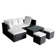 Tidyard Set Divani da Giardino 4 pz con Cuscini in Polyrattan Nero, Set Divani da Giardino, Set divani da Giardino da Esterno 187 x 119 x 58 cm