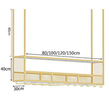 Portabottiglie in ferro battuto per vino, portabottiglie da appendere con mensola, appendiabiti da bar, facile da installare/d'oro / 120 * 30 * 80cm