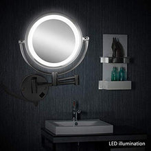 WZDD Specchio Trucco Ingranditore da Parete, Specchio da Bagno con Luce LED, Ingrandimento X5, 360° Girevole, Specchio Cosmetico per Il Bagno