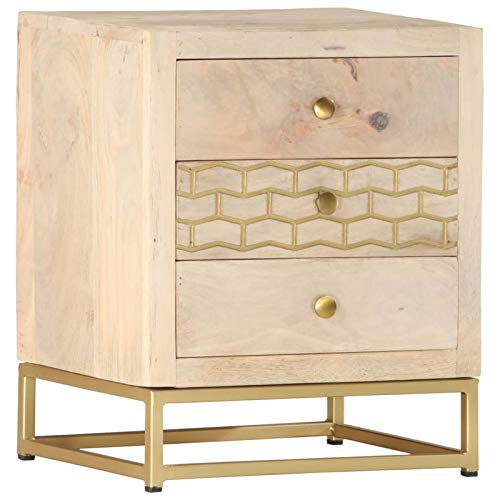 Tidyard Comodino Classico con 3 Cassetti in Legno Massello di Mango 40x30x50 cm,Comodino Camera da Letto,Comodino Cameretta,Comodino Classico,Comodino con Cassetti,Comodino Rustico