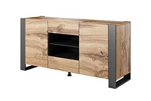 BIM Furniture Comò NUNKI 164 cm Credenza Highboard Armadio Wotan Rovere Antracite Due Ripiani Due Cassette