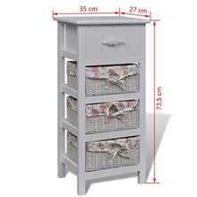 FAMIROSA Armadietto con 1 Cassetto e 3 Cestini Bianco in Legno Paulownia