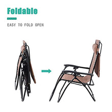 PAKUES-QO Sedia a Sdraio Pieghevole a gravità Zero Sedile Prendisole reclinabile Regolabile Comodo e Traspirante per Piscina, Patio, Spiaggia, Cortile Marrone