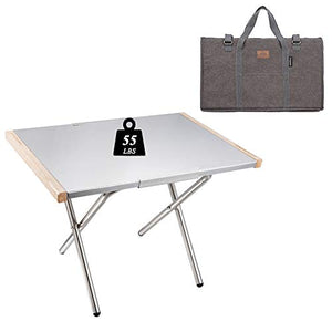 FFYUE Tavolo da Campeggio in Acciaio Inox Portatile da Esterno in Acciaio Inox, stabilità Desktop Fibbia con Un clic, tavolino da caffè con Barbecue da Picnic, 2 pz
